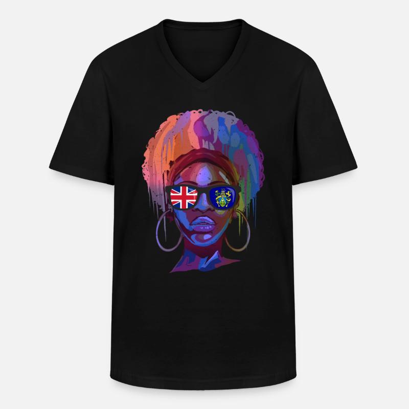 Pitcairninseln - Männer-T-Shirt mit V-Ausschnitt - Schwarz