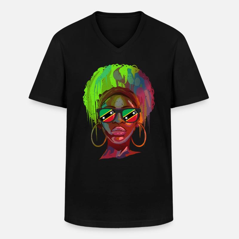 St. Kitts und Nevis - Männer-T-Shirt mit V-Ausschnitt - Schwarz