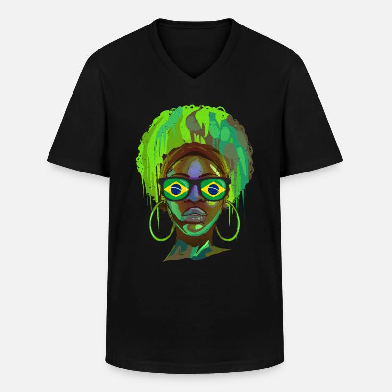 Brasilien - Männer-T-Shirt mit V-Ausschnitt - Schwarz