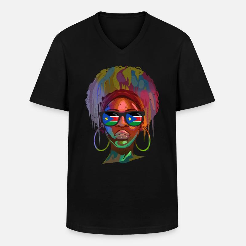 Südsudan - Männer-T-Shirt mit V-Ausschnitt - Schwarz