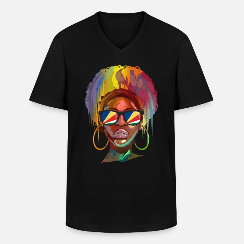 Seychellen - Männer-T-Shirt mit V-Ausschnitt - Schwarz
