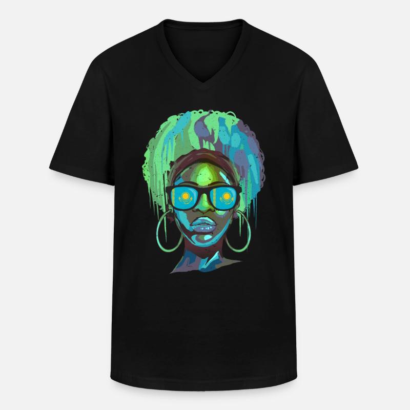 Kasachstan - Männer-T-Shirt mit V-Ausschnitt - Schwarz