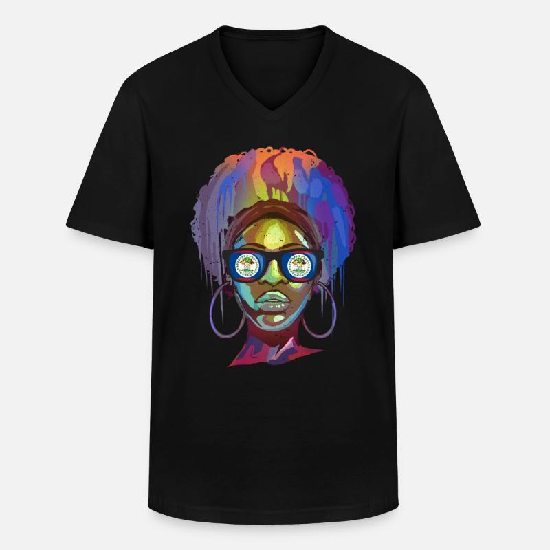 Belize - Männer-T-Shirt mit V-Ausschnitt - Schwarz