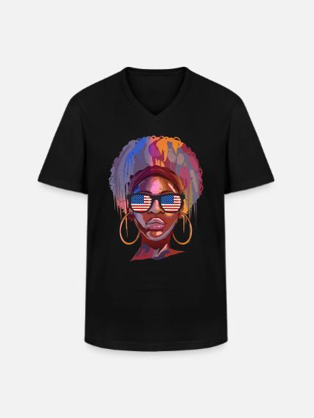 America - Men's V-Neck T-Shirt - black