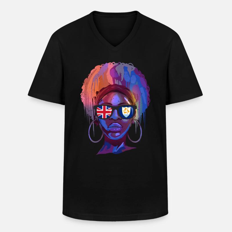 Anguilla - Männer-T-Shirt mit V-Ausschnitt - Schwarz