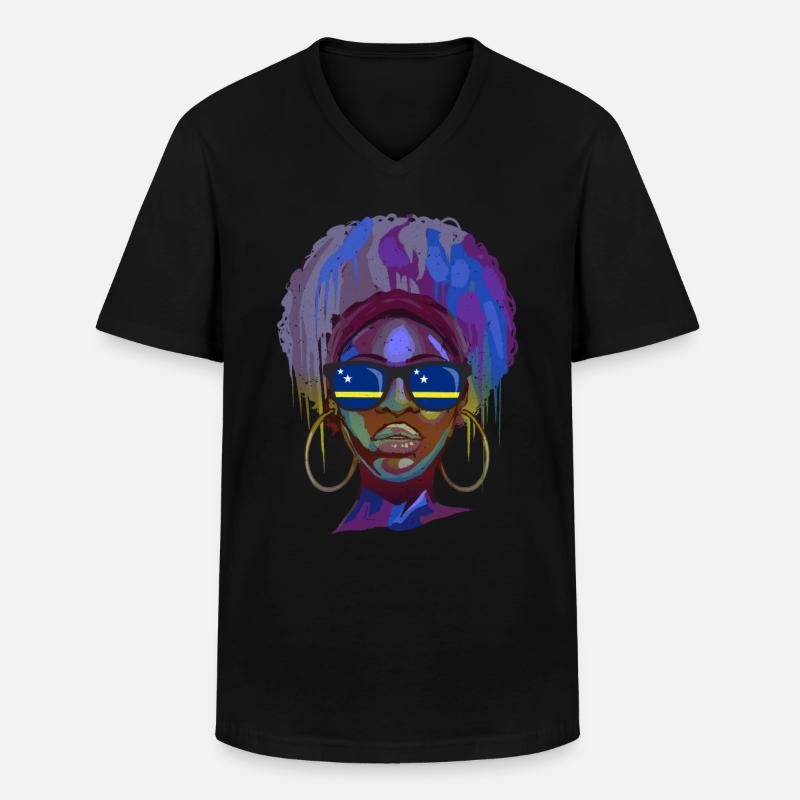 Curaçao - Männer-T-Shirt mit V-Ausschnitt - Schwarz