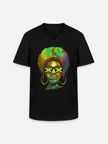 Jamaïque - T-shirt col V Homme - noir