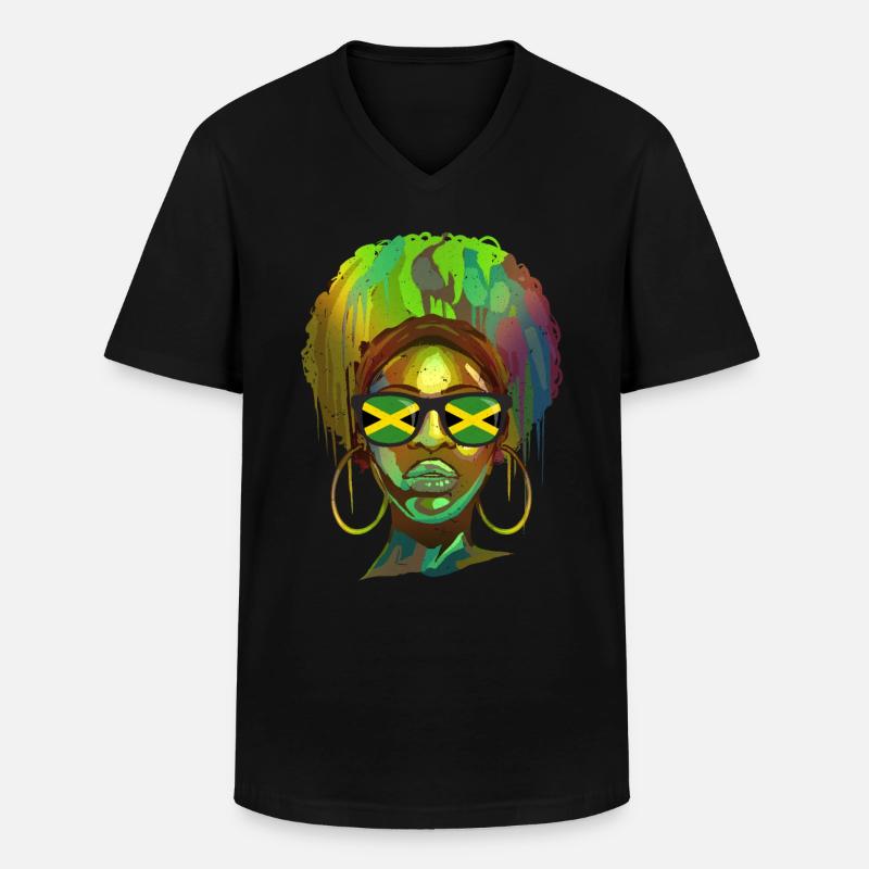 Jamaika - Männer-T-Shirt mit V-Ausschnitt - Schwarz