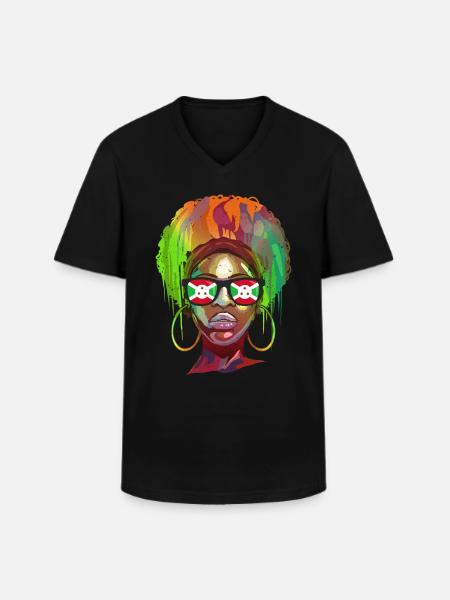 Burundi - Men's V-Neck T-Shirt - black