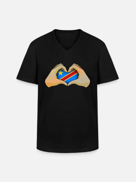 Democratic Republic of the Congo - Men's V-Neck T-Shirt - black