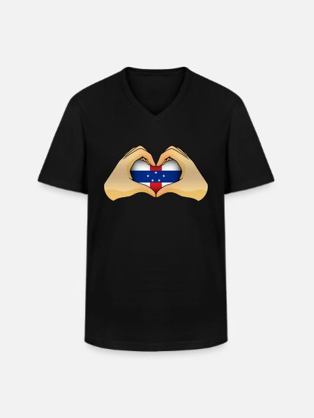 Netherlands Antilles - Men's V-Neck T-Shirt - black