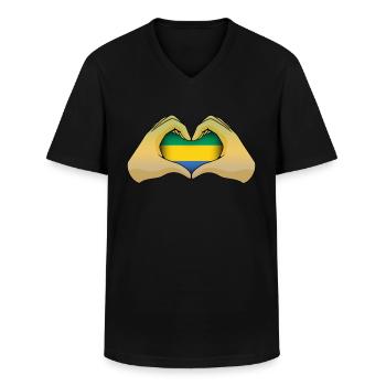 Gabon - T-shirt col V Homme - noir - Devant - AI Model Male 178 dark (178cm)