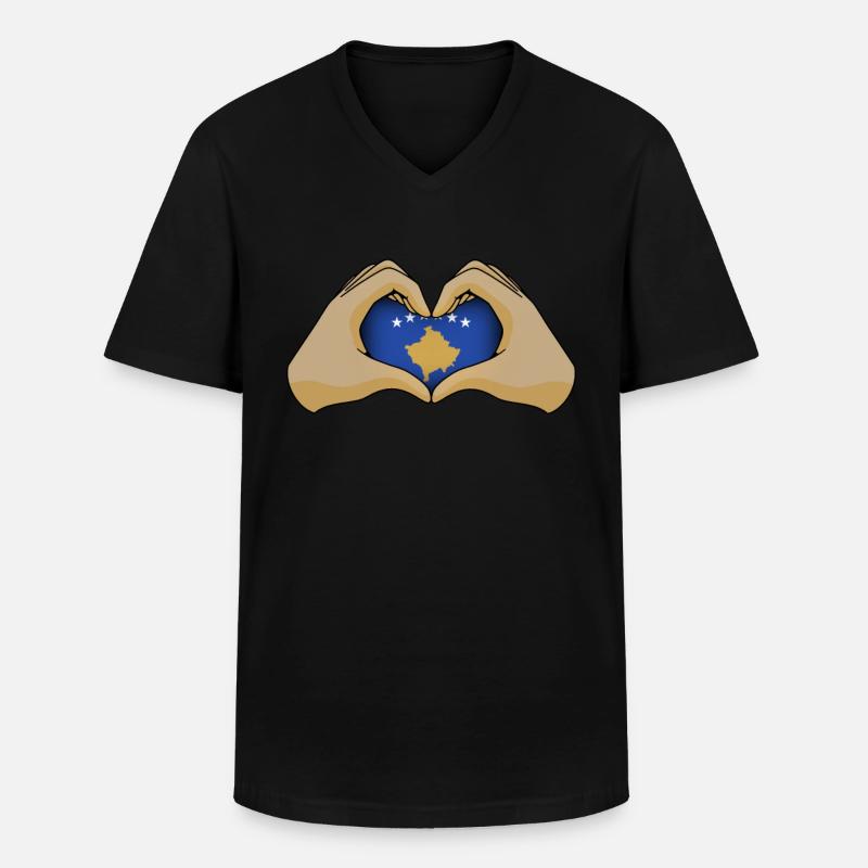 Kosovo - Männer-T-Shirt mit V-Ausschnitt - Schwarz