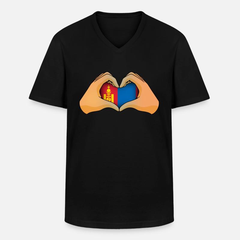 Mongolei - Männer-T-Shirt mit V-Ausschnitt - Schwarz