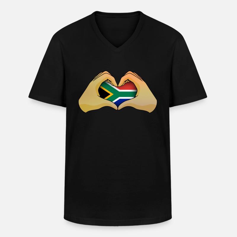 Südafrika - Männer-T-Shirt mit V-Ausschnitt - Schwarz