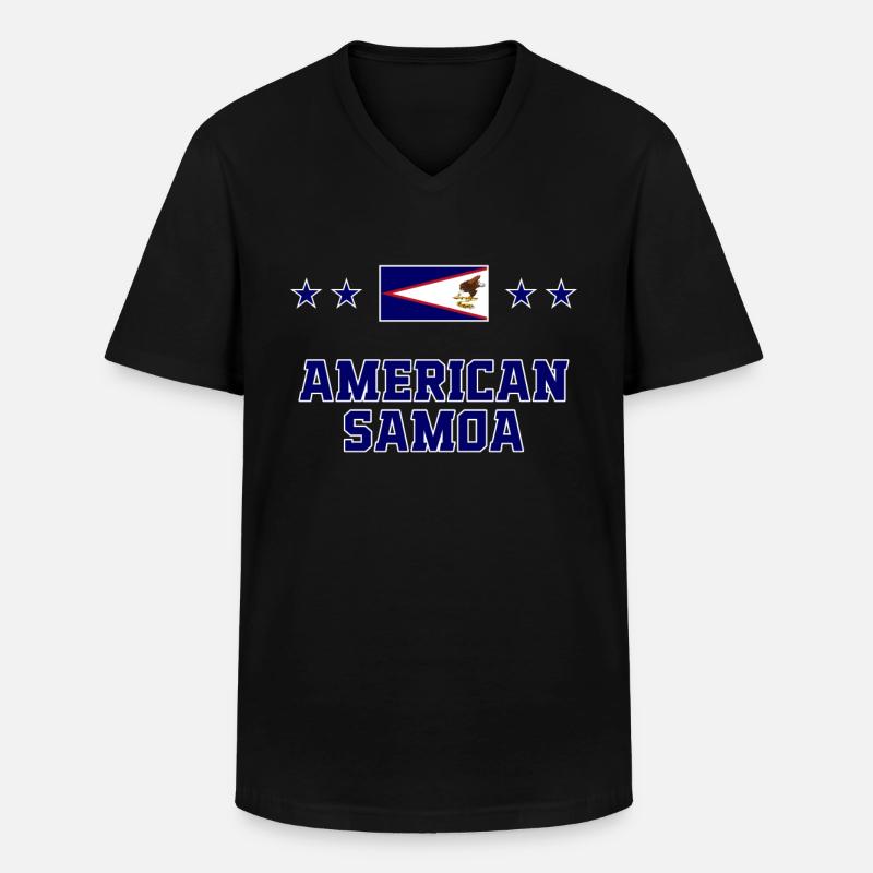 Amerikanisch-Samoa - Männer-T-Shirt mit V-Ausschnitt - Schwarz