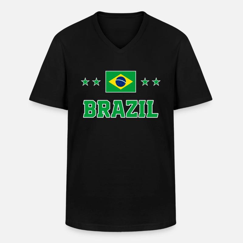 Brasilien - Männer-T-Shirt mit V-Ausschnitt - Schwarz