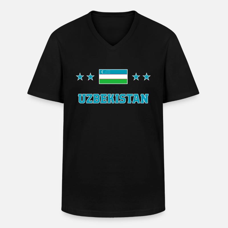 Usbekistan - Männer-T-Shirt mit V-Ausschnitt - Schwarz