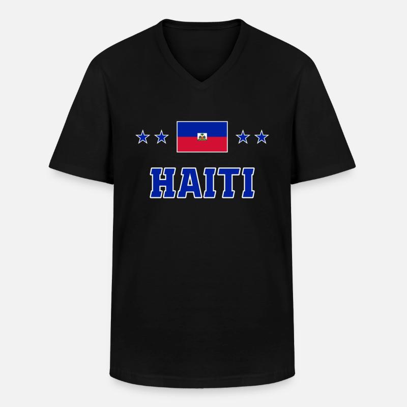 Haiti - Männer-T-Shirt mit V-Ausschnitt - Schwarz