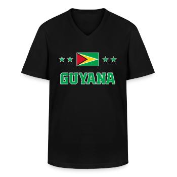 Guyana - Men's V-Neck T-Shirt - black - Front - AI Model Male 178 dark (178cm)