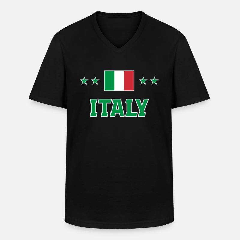 Italien - Männer-T-Shirt mit V-Ausschnitt - Schwarz
