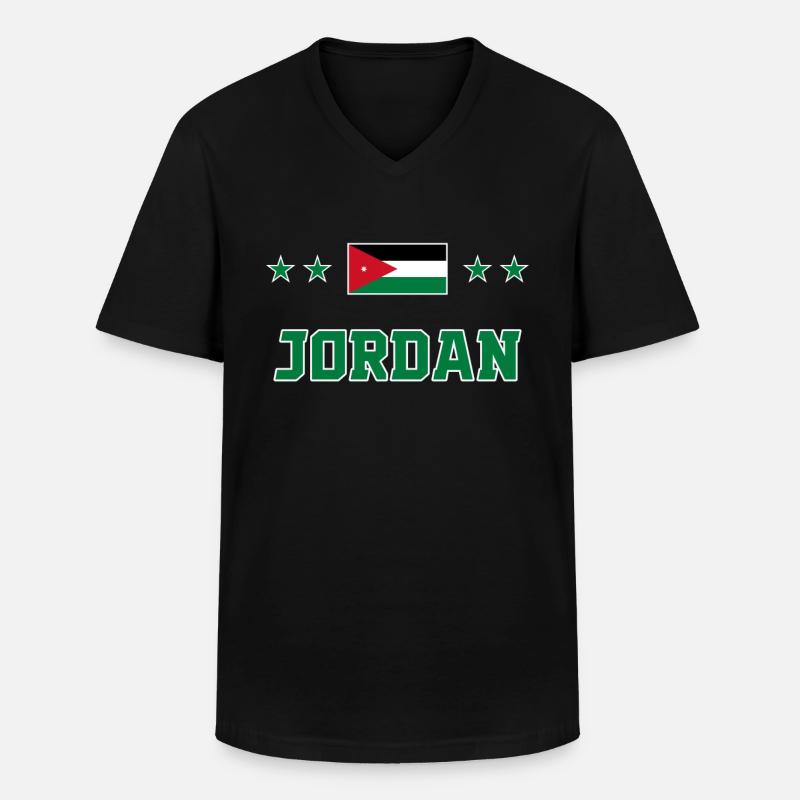 Jordanien - Männer-T-Shirt mit V-Ausschnitt - Schwarz
