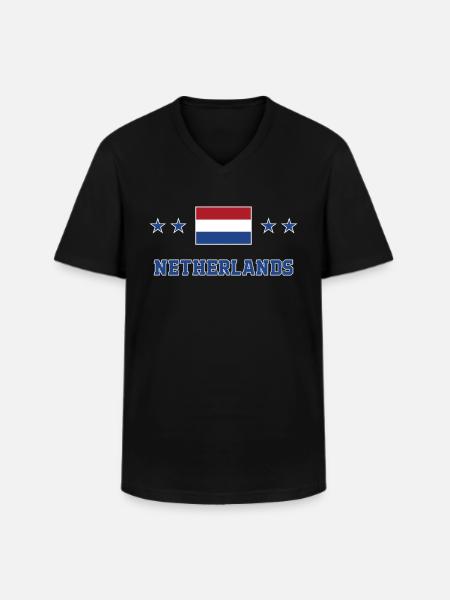 Netherlands - Men's V-Neck T-Shirt - black