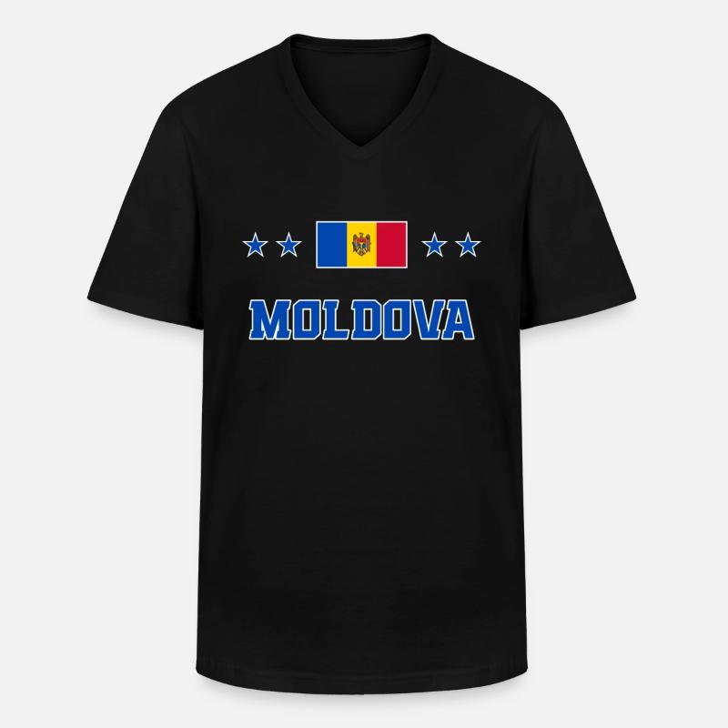 Moldawien - Männer-T-Shirt mit V-Ausschnitt - Schwarz