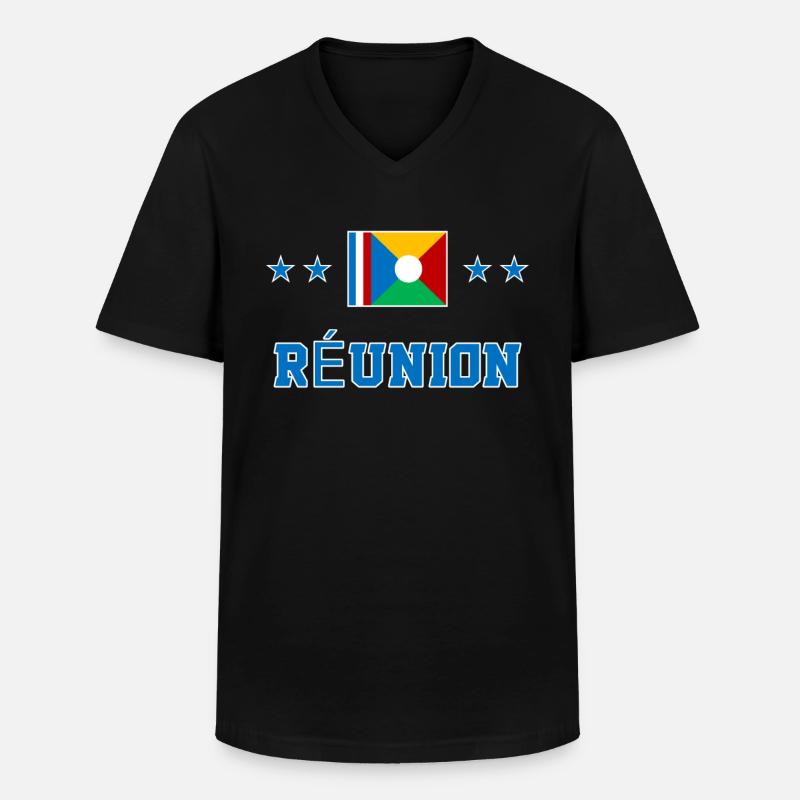 Réunion - Männer-T-Shirt mit V-Ausschnitt - Schwarz