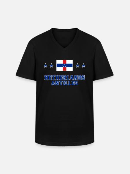 Netherlands Antilles - Men's V-Neck T-Shirt - black