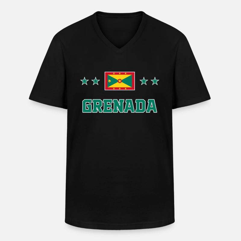 Grenada - Männer-T-Shirt mit V-Ausschnitt - Schwarz