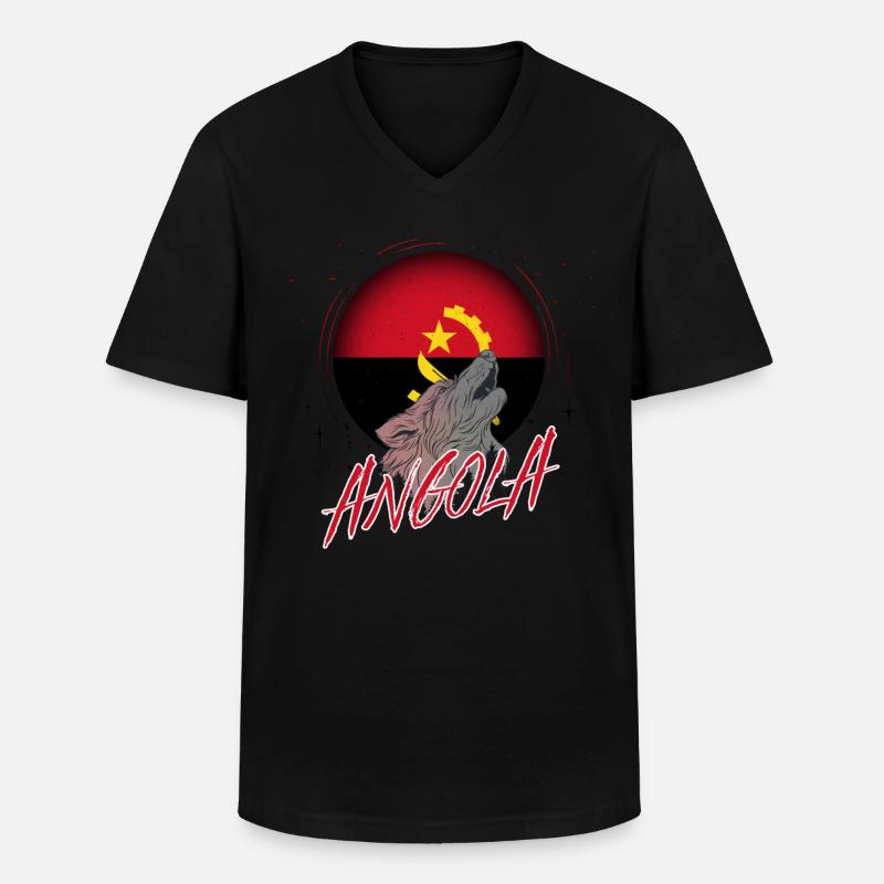 Angola - Männer-T-Shirt mit V-Ausschnitt - Schwarz