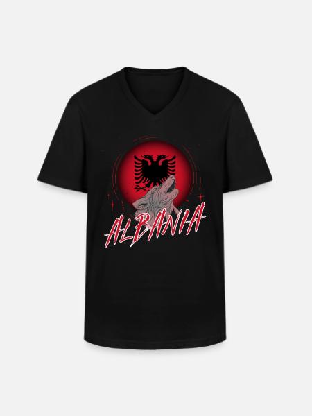 Albania - Men's V-Neck T-Shirt - black