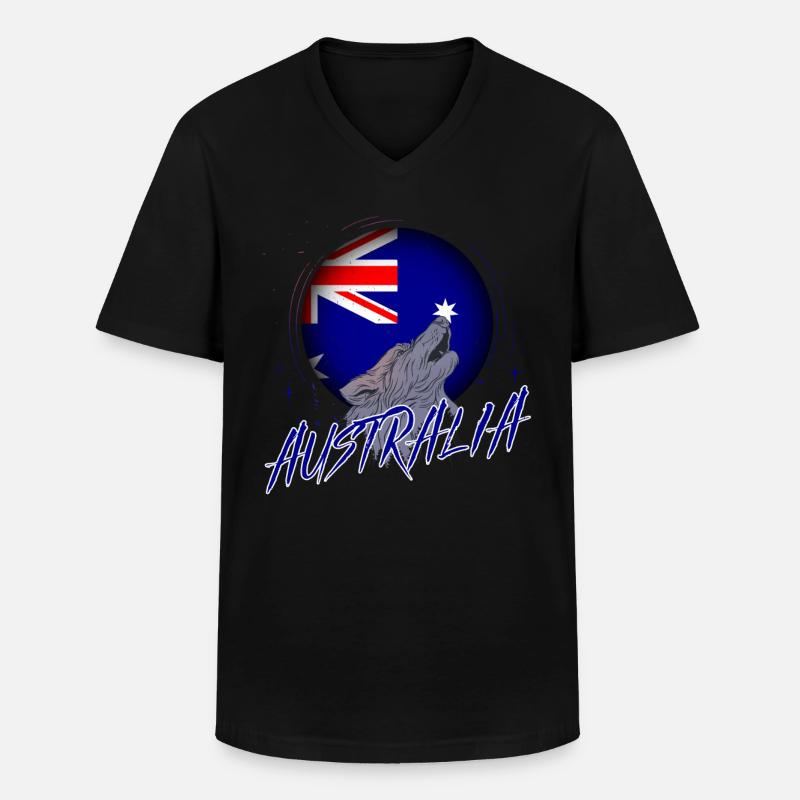 Australien - Männer-T-Shirt mit V-Ausschnitt - Schwarz