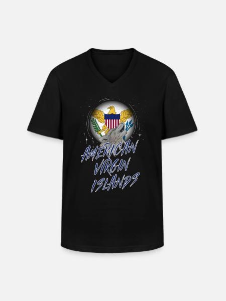 American Virgin Islands - Men's V-Neck T-Shirt - black
