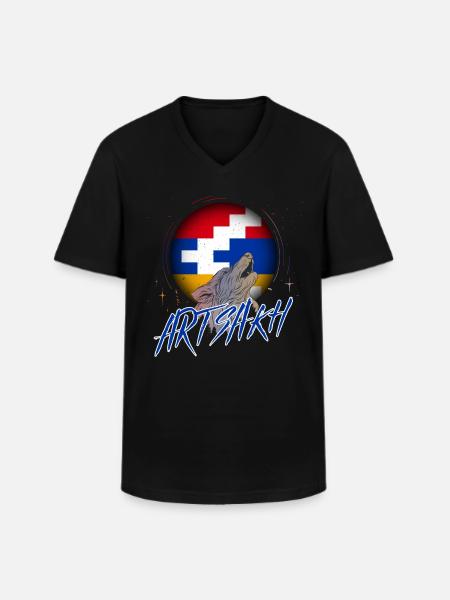 Artsakh - T-shirt col V Homme - noir