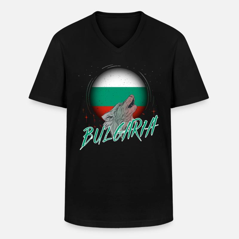 Bulgarien - Männer-T-Shirt mit V-Ausschnitt - Schwarz