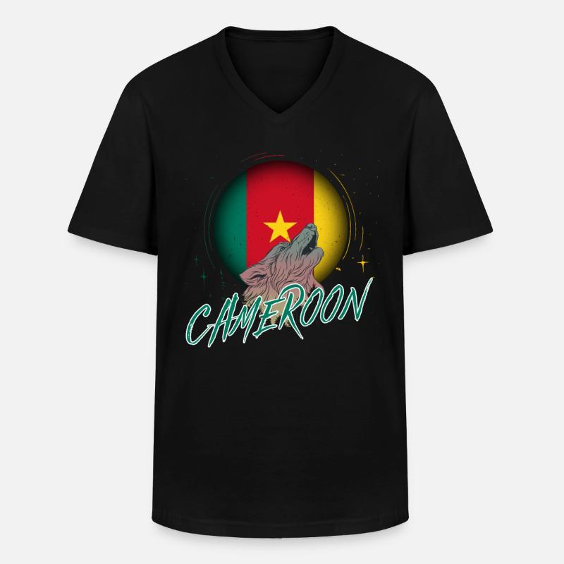 Kamerun - Männer-T-Shirt mit V-Ausschnitt - Schwarz