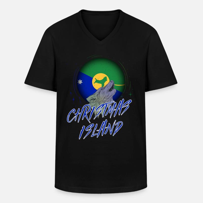 Weihnachtsinsel - Männer-T-Shirt mit V-Ausschnitt - Schwarz
