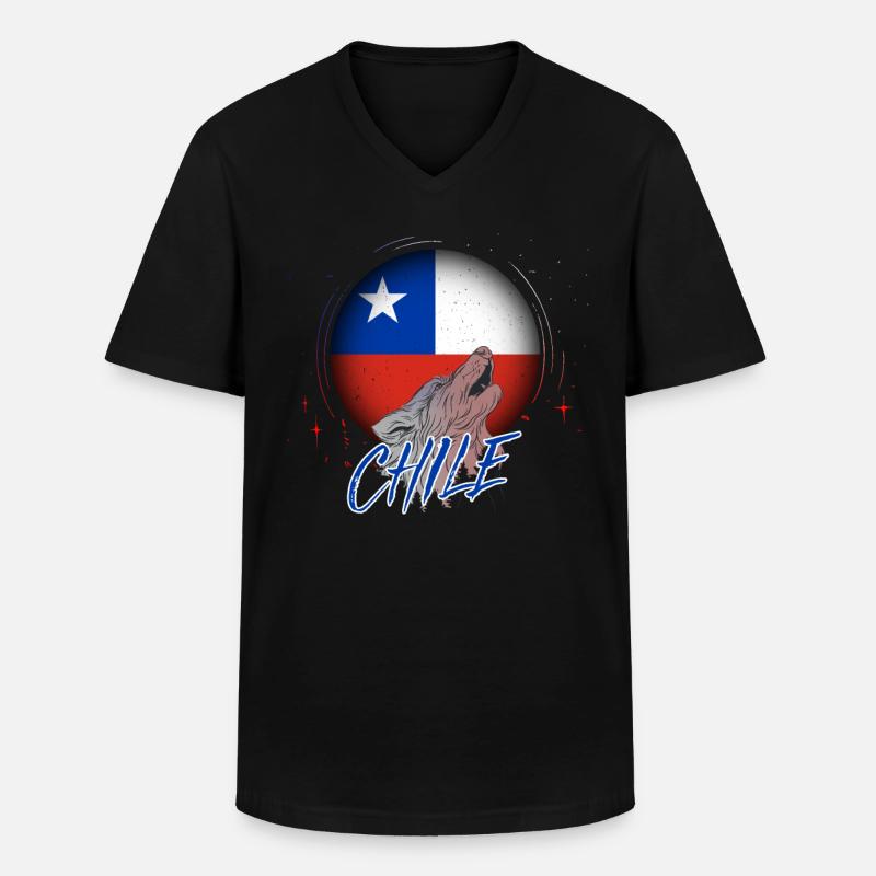 Chile - Männer-T-Shirt mit V-Ausschnitt - Schwarz