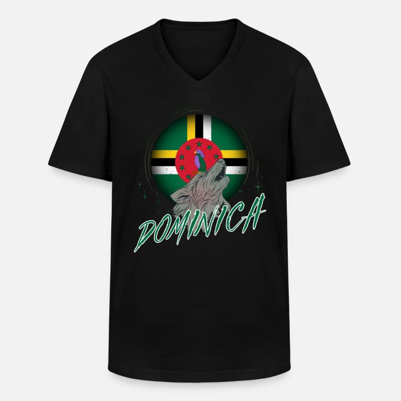 Dominica - Männer-T-Shirt mit V-Ausschnitt - Schwarz