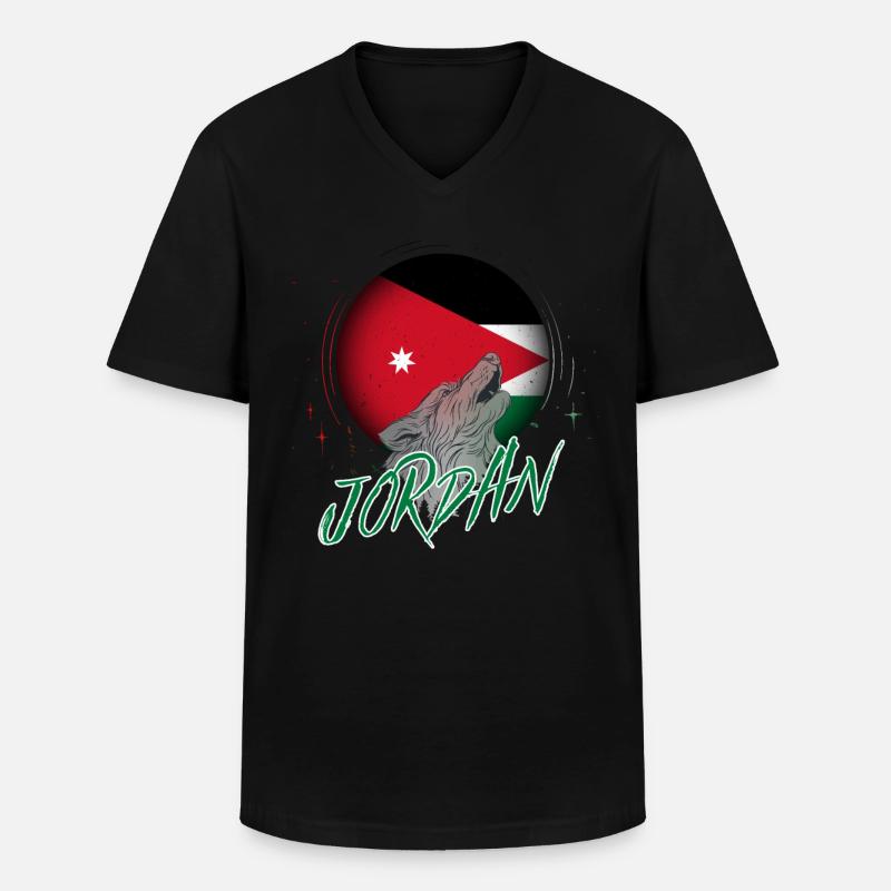 Jordanien - Männer-T-Shirt mit V-Ausschnitt - Schwarz