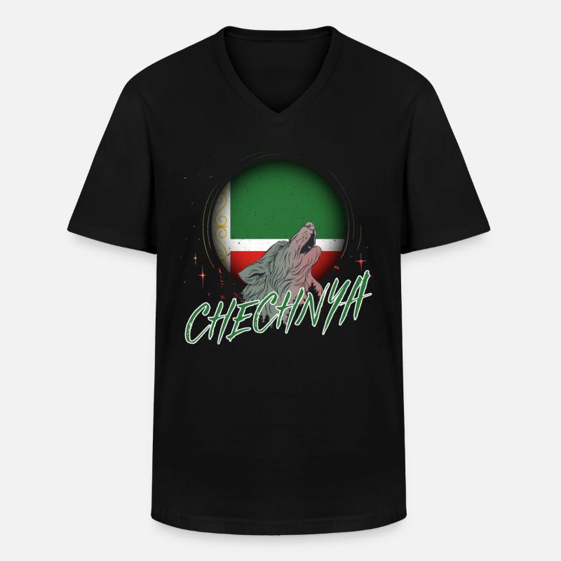 Tschetschenien - Männer-T-Shirt mit V-Ausschnitt - Schwarz