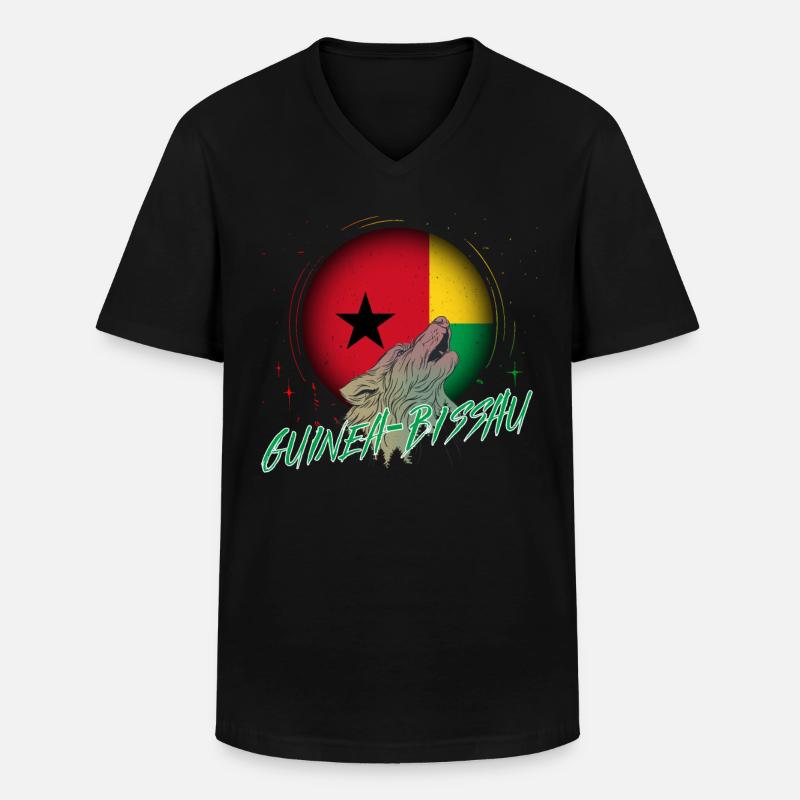 Guinea-Bissau - Männer-T-Shirt mit V-Ausschnitt - Schwarz