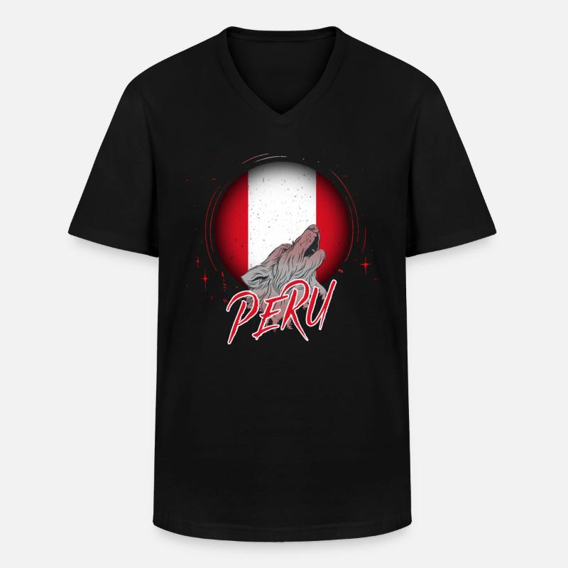 Peru - Männer-T-Shirt mit V-Ausschnitt - Schwarz