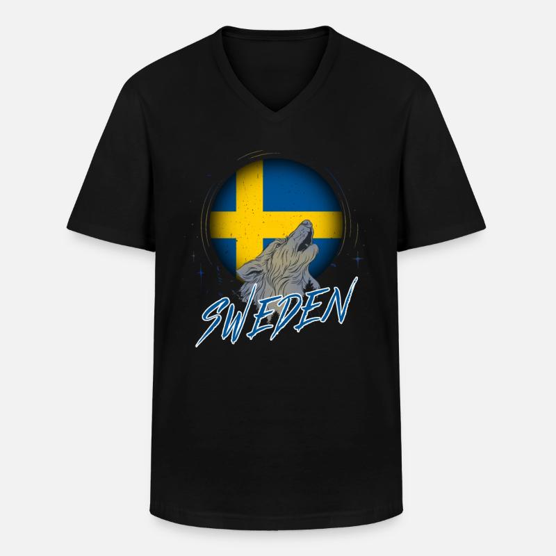 Schweden - Männer-T-Shirt mit V-Ausschnitt - Schwarz