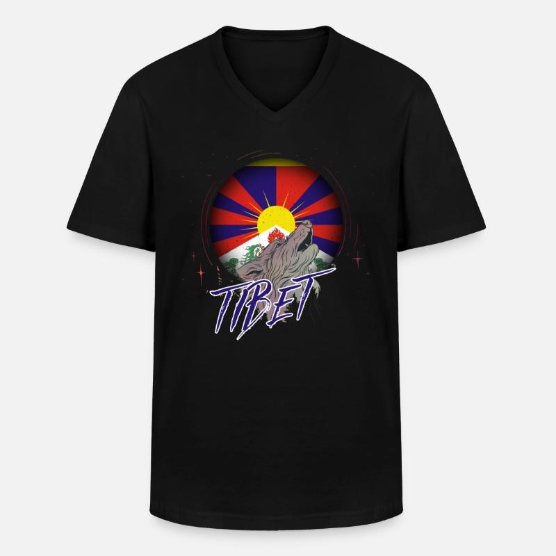 Tibet - Männer-T-Shirt mit V-Ausschnitt - Schwarz