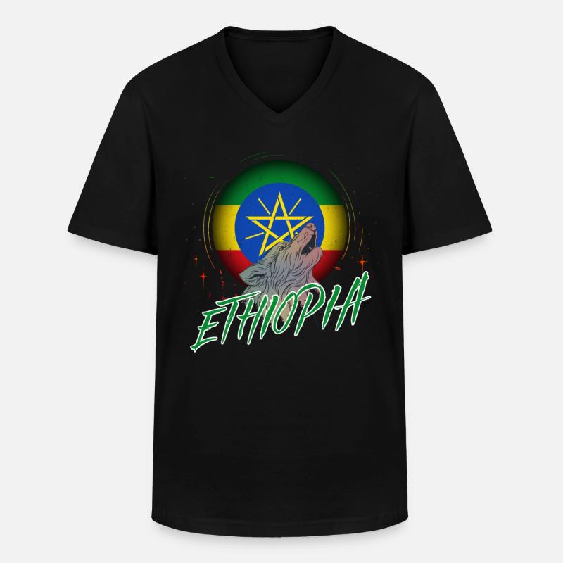 Äthiopien - Männer-T-Shirt mit V-Ausschnitt - Schwarz