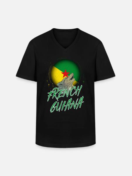 French Guiana - Men's V-Neck T-Shirt - black