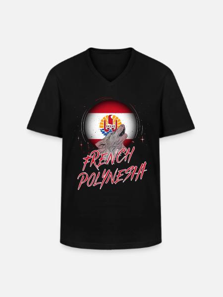 French Polynesia - Men's V-Neck T-Shirt - black